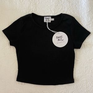 Princess Polly Black Cropped Tee